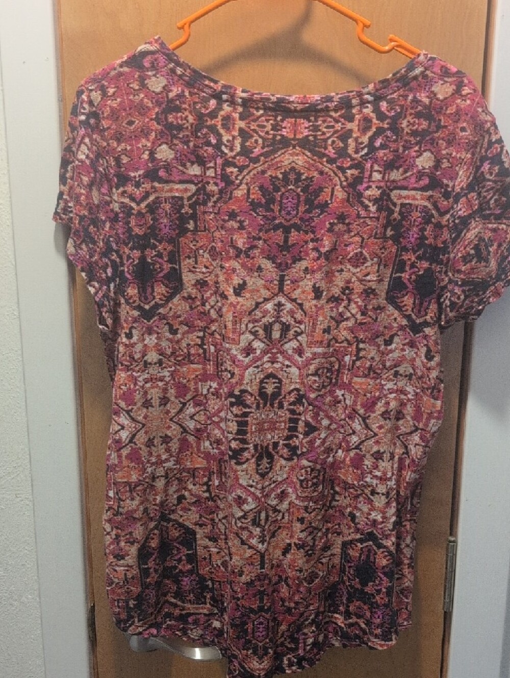 Lucky Brand Pink Multi Short Sleeve Scoop Neck Top Lucky Brand XL - Picture 7 of 7